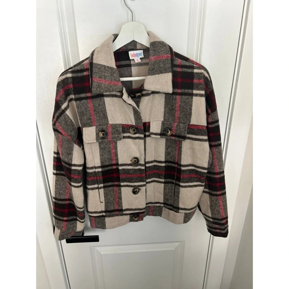 Lularoe‎ Berlin Flannel Front Pockets Jacket Size Small